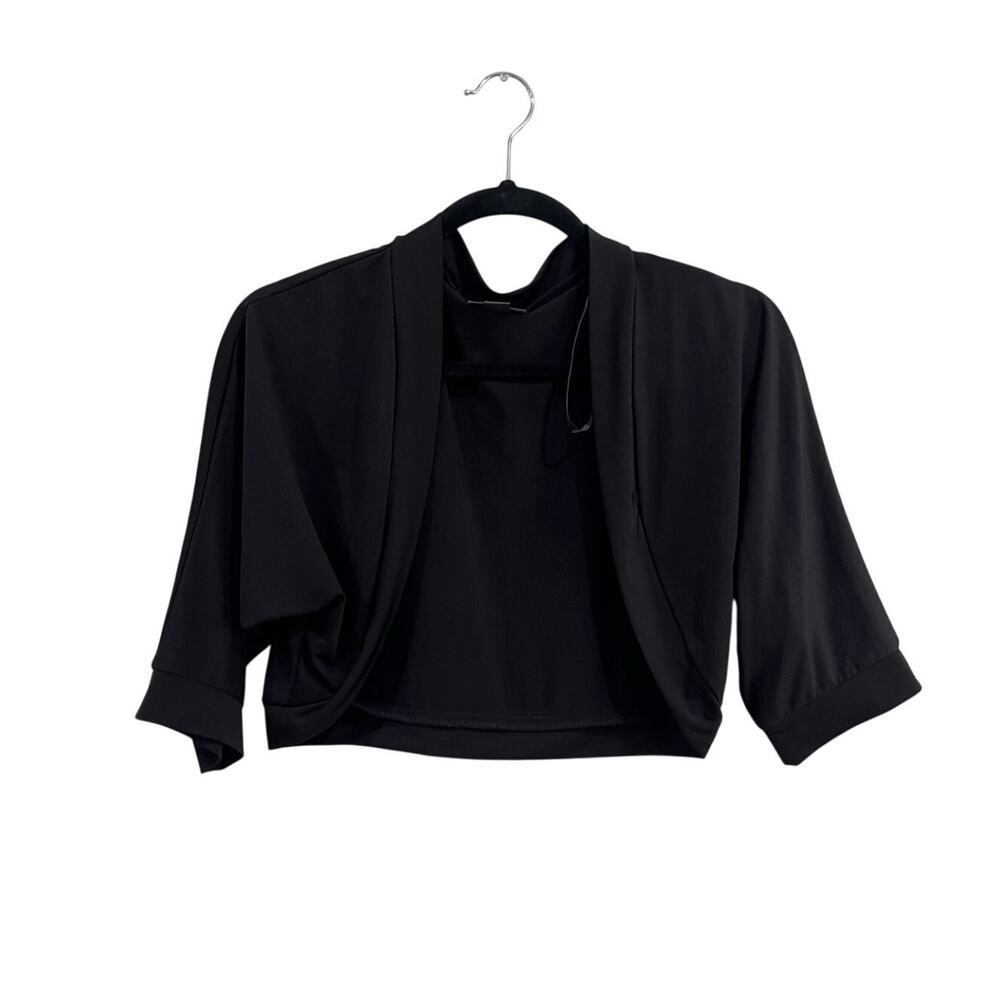 DressBarn Black Sheer Cropped Glam Formal Evening Bolero Shrug XL